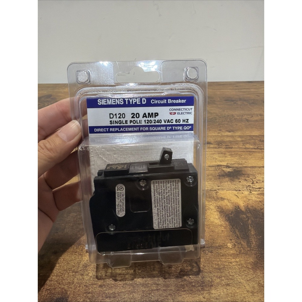 SIEMENS D-120 CIRCUIT BREAKER, 20 AMP, TYPE D, SINGLE POLE -FREE SHIPPING-